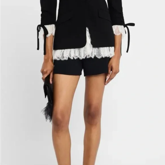 Cinq a Sept Black and White Ruffled Blazer - Picture 2 of 6